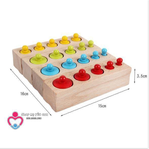 SẬP GIÁ] Set 4 bộ núm trụ Montessori bằng gỗ cho bé