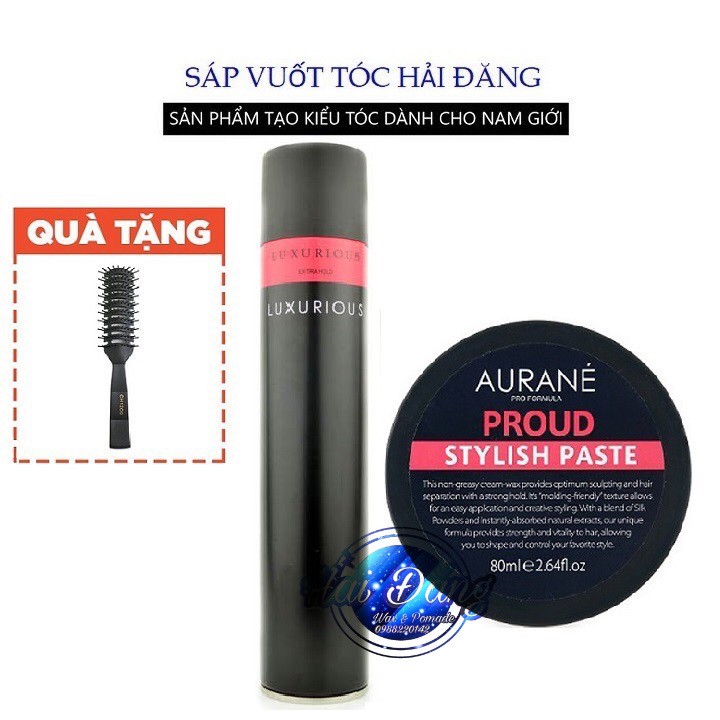 [CHÍNH HÃNG-TẶNG LƯỢC] COMBO Sáp vuốt tóc Aurane Proud Stylish Paste + Gôm xịt tóc Luxurious