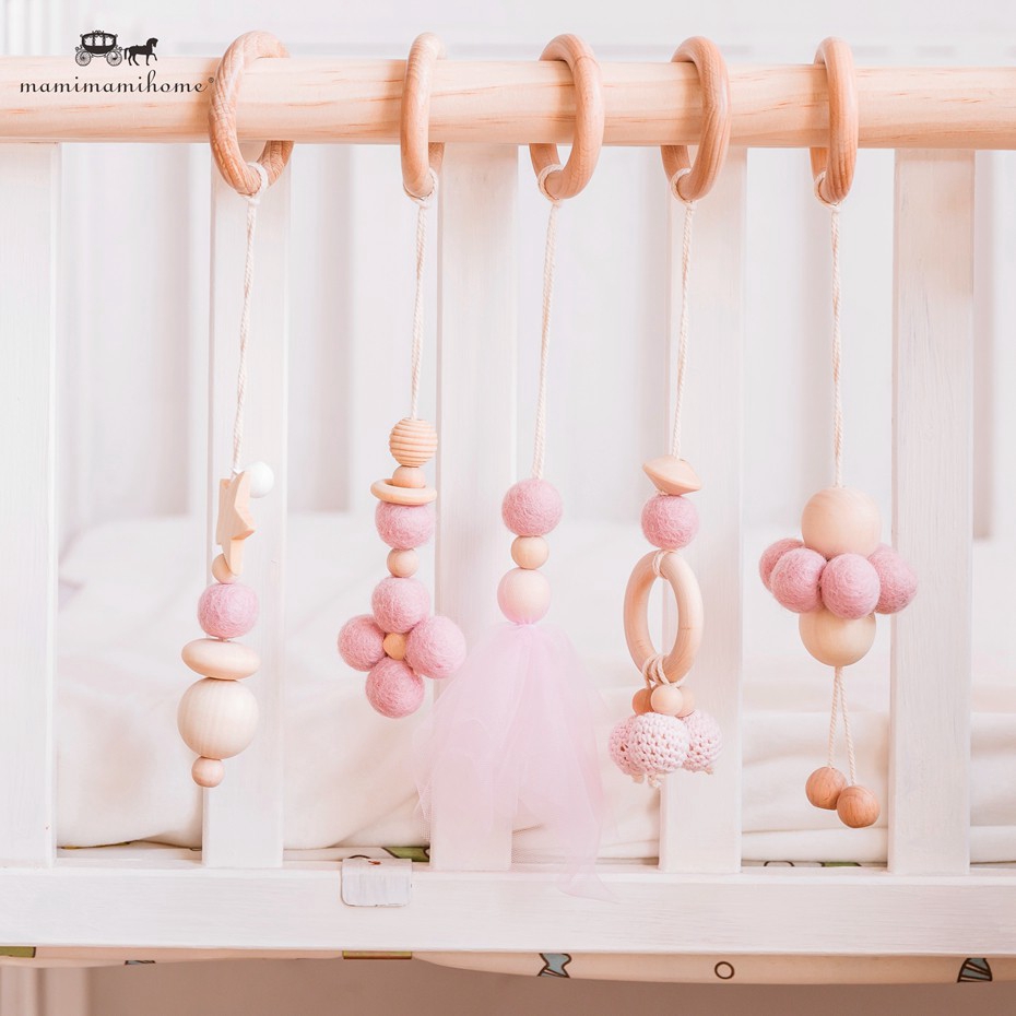 Bộ 5 cái chuông lắc MAMIMAMIHOME hình hoa treo nôi mài răng không độc cho em bé