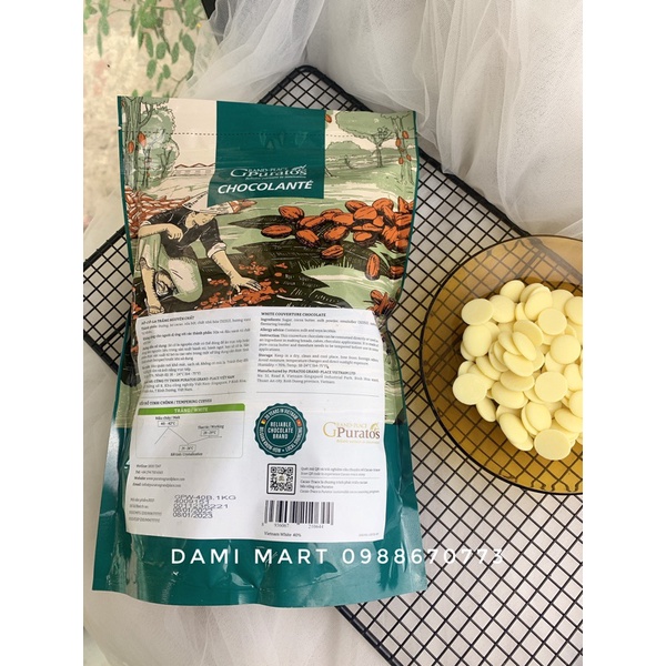 100g Socola TRẮNG nguyên chất 40% Grand Place