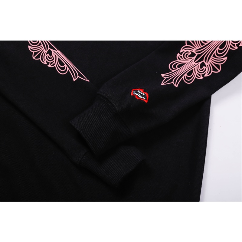 Áo sweater CHROME HEARTS cổ tròn dài tay họa tiết hoa anh đào thời trang cho nam nữ