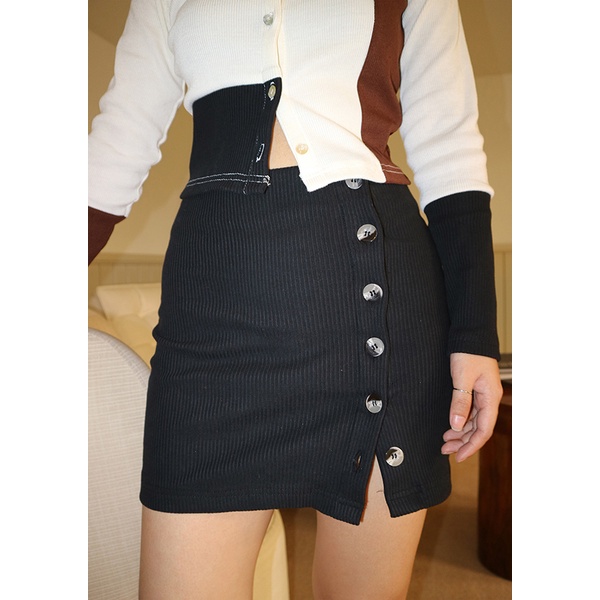 -50% Good Letter H - Áo & Chân Váy Nữ Mini Skirt Nút Cài - Woolen Skirt