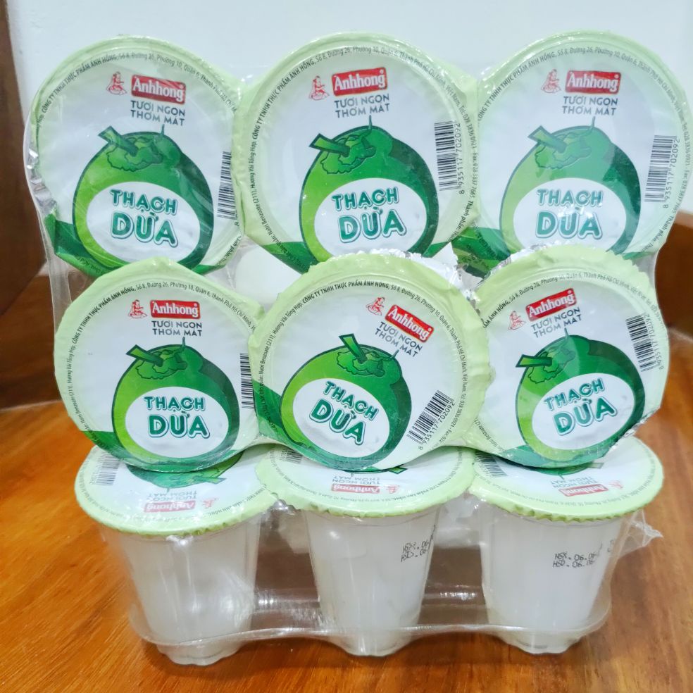 Lốc 6 ly thạch dừa Ánh Hồng 190g