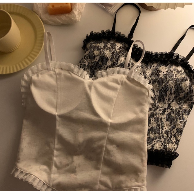 Áo lót hai dây AOWEINISI; phối ren hoa có mút đệm ngực lưng trần quyến rũ cho nữ