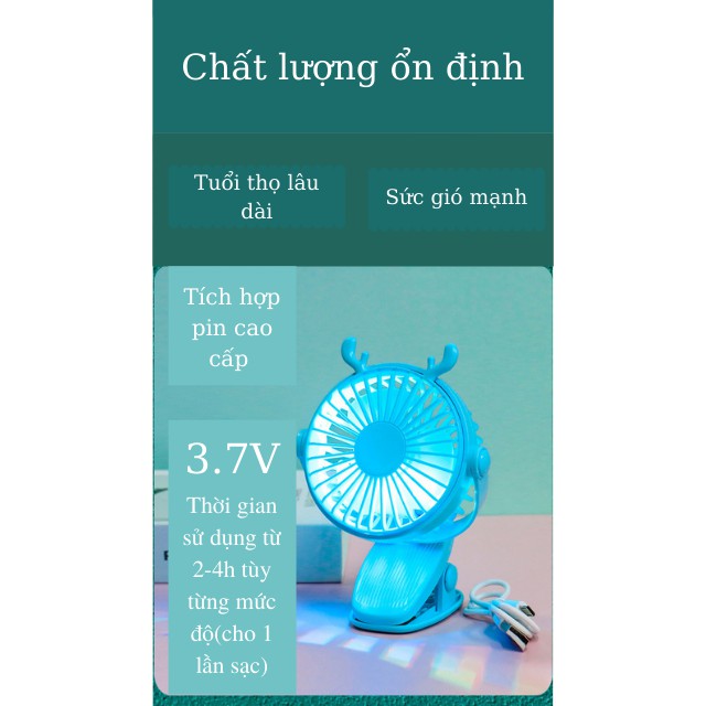 [Ảnh Thật] Quạt Mini Văn Phòng,Quạt Kẹp Xe Đẩy,Kẹp Để Bàn,Xoay 360 Độ,Tích Hợp Đèn Ngủ-Suti Baby House | BigBuy360 - bigbuy360.vn