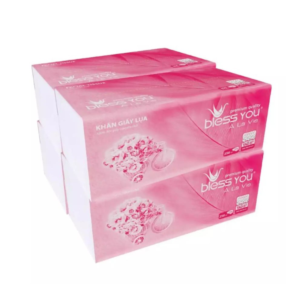 combo 5 khăn giấy ăn bless you hồng loại 100 tờ 33x33cm