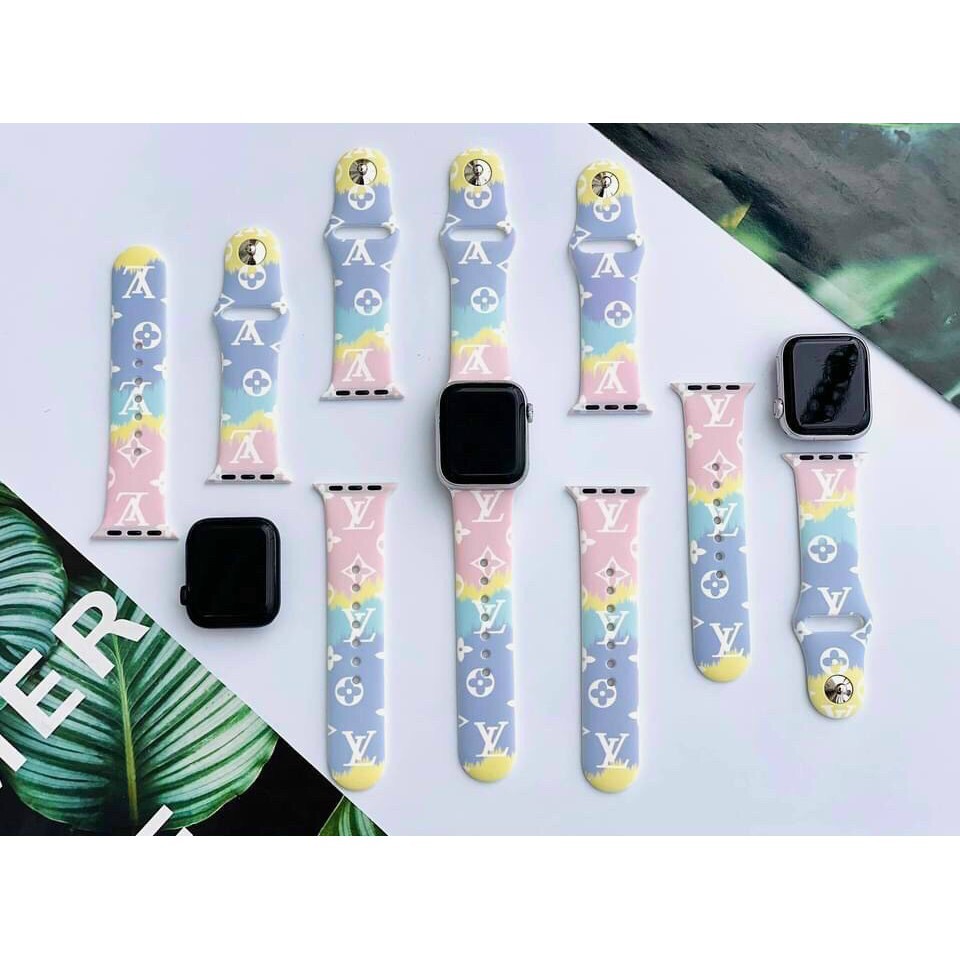 Dây Apple Watch Cao Su  Họa Tiết LV Chống Bẩn Siêu Đẹp, Siêu Mềm size 38.40.42.44 - Phụ kiện Hoàng Long #bin.case#