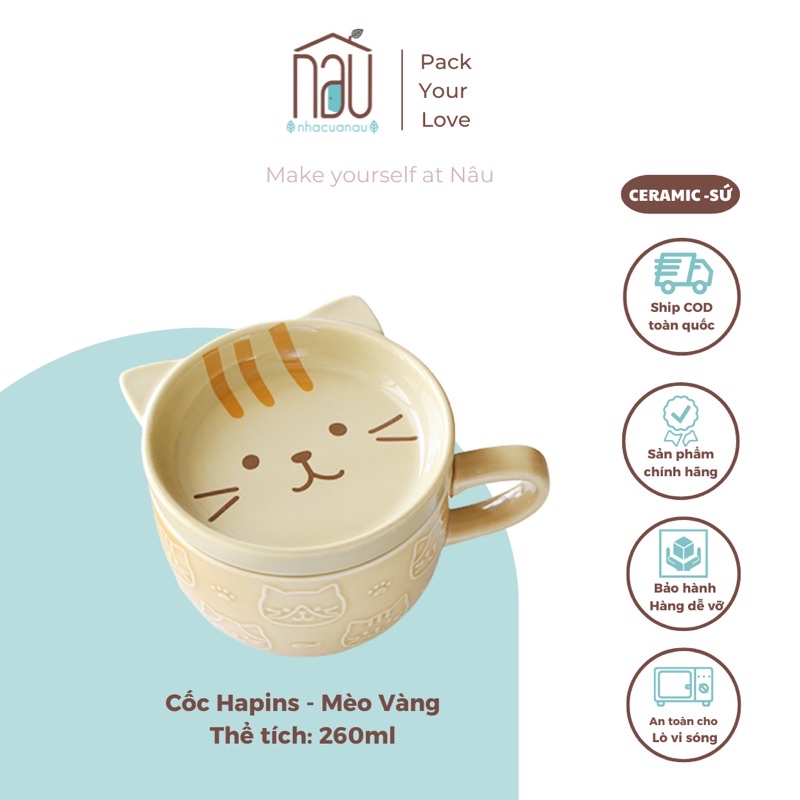 Cốc sứ tạo hình Mèo siêu dễ thương siêu yêu làm cốc uống nước văn phòng, trà, cafe, quà sinh nhật người yêu mèo