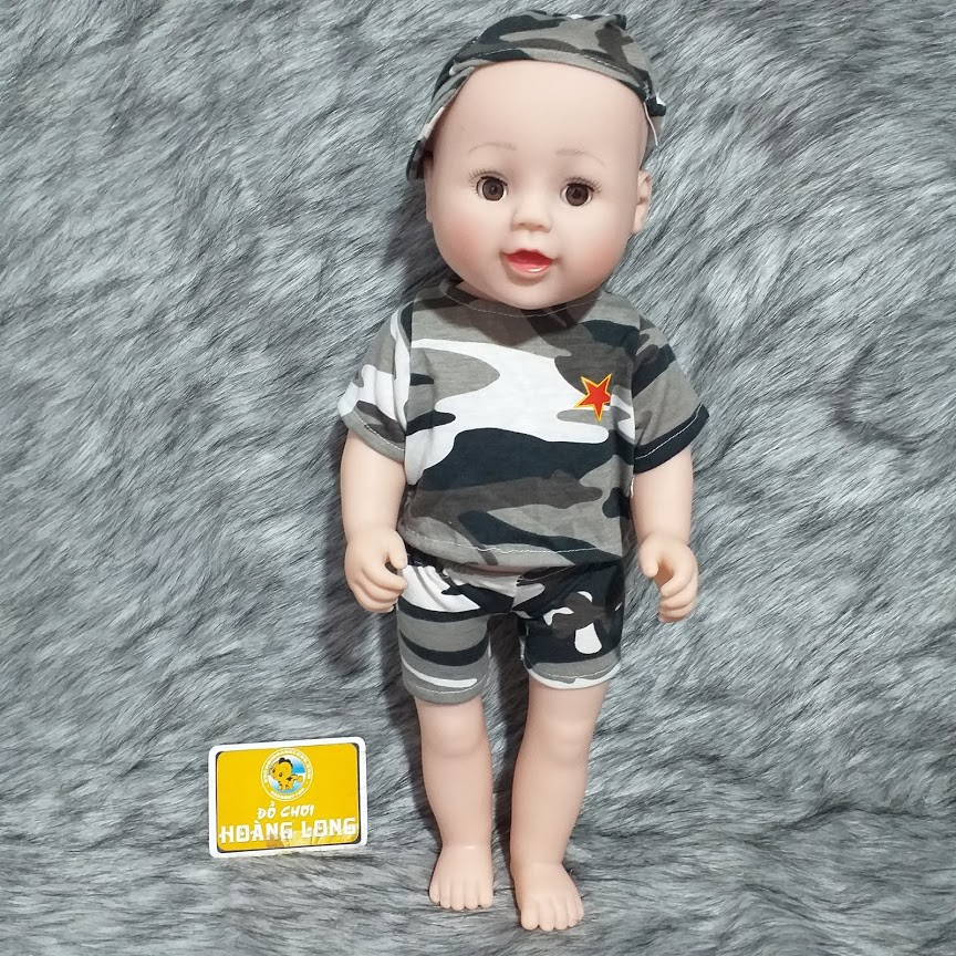 Búp Bê  Nhựa Cao Cấp Nathaniel 40 cm  Mắt Chớp _ Reborn 16 inch Doll Baby Play Doll (Màu quần áo giao ngẫu nhiên)