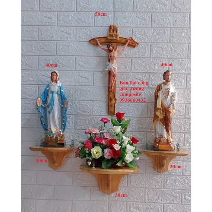 BỘ 3 TƯỢNG CÔNG GIÁO ĐỨC MẸ THÁNH GIUSE 40CM  THÁNH GIÁ CHÚA C,NẠN 46CM HOẶC 56CM