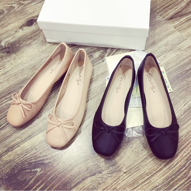 Giày bệt nơ nhỏ da siêu mềm - Form rộng 1 size