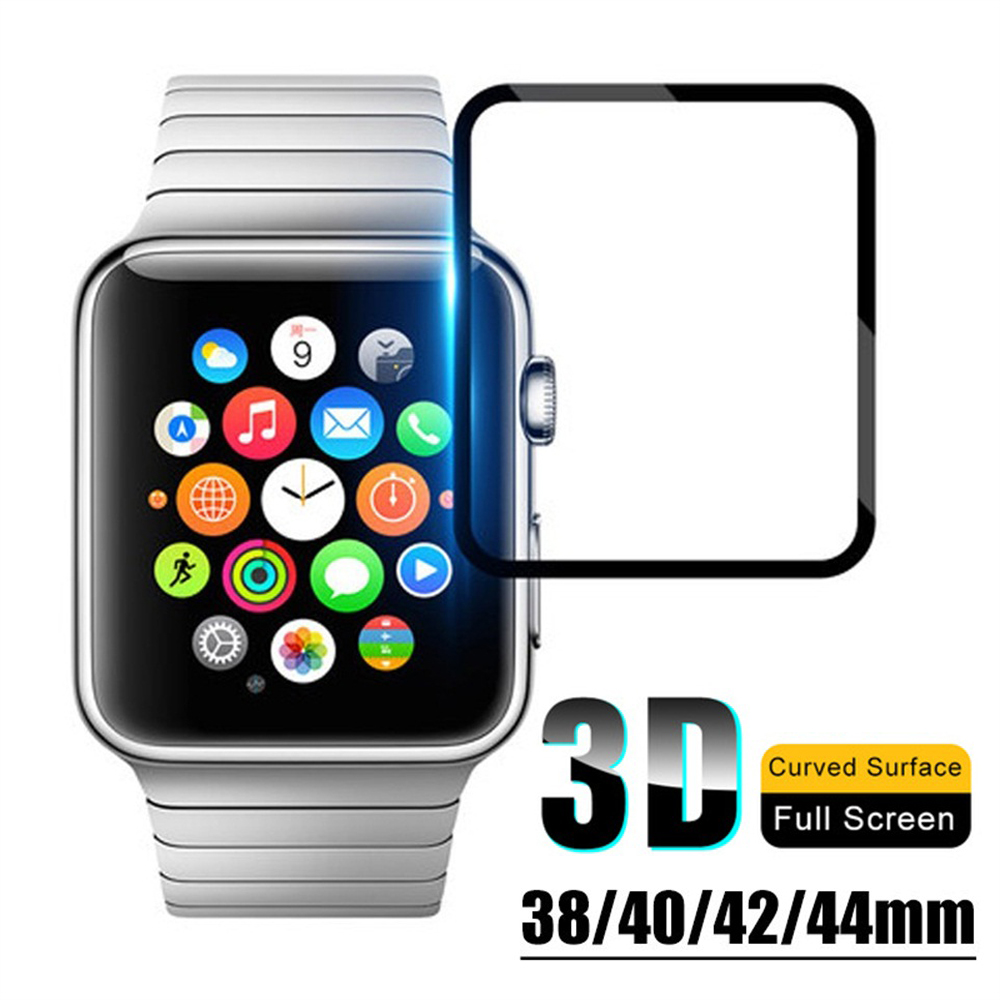 📞TOP💻 Black Anti-scratch 3D Curved Full Cover HD for iWatch Apple Watch 4 3 2 1