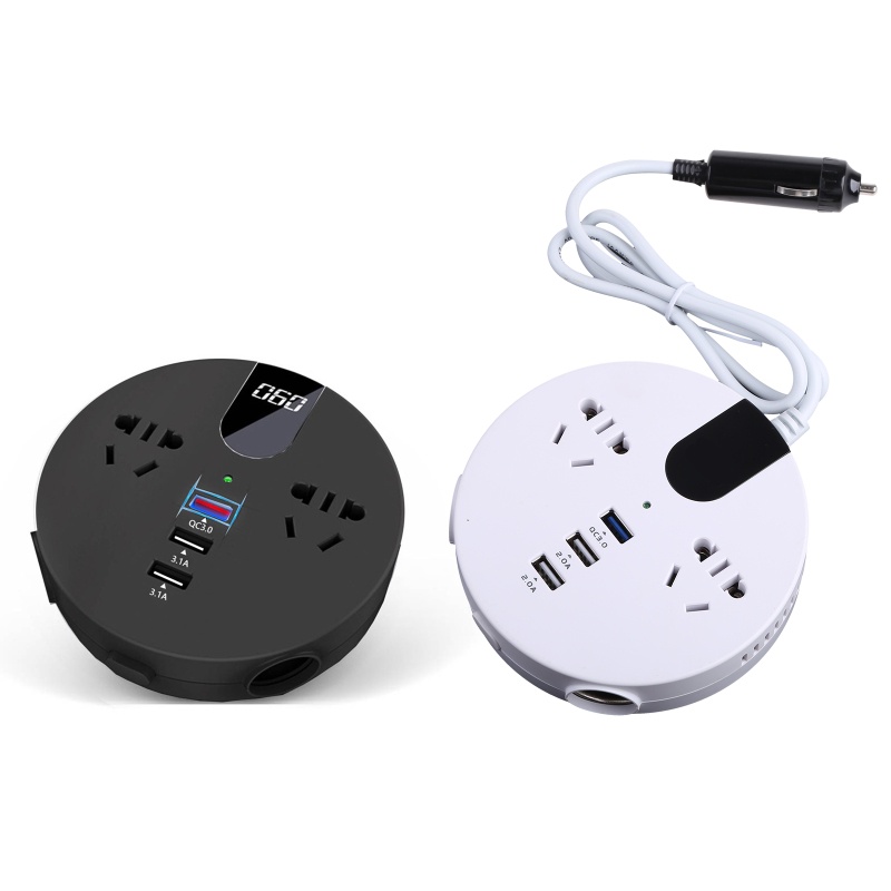 Bộ Chuyển Đổi Điện DC 12 / 24V Sang AC 220 / 110V Có Cổng Sạc USB Cho Xe Hơi