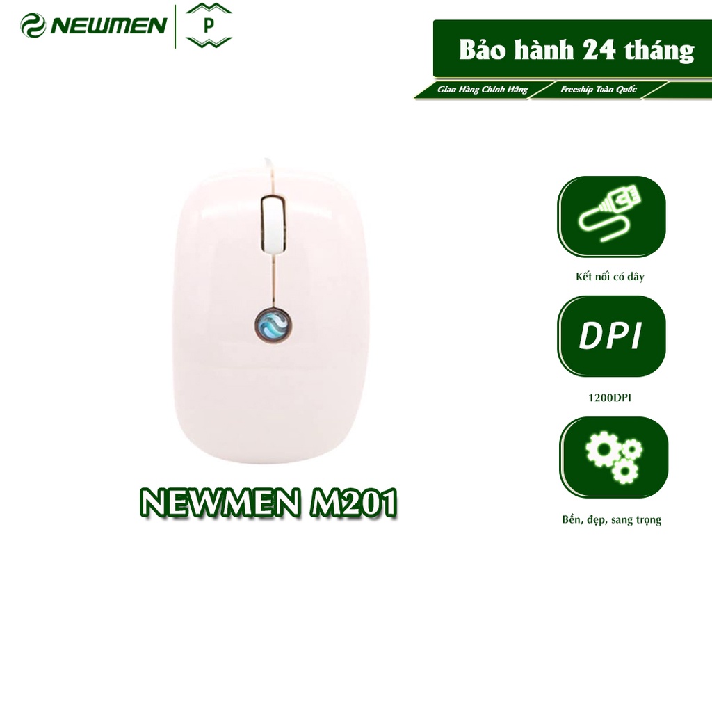 Chuột máy tính có dây Newmen M201,nhỏ gọn,hiệu ứng ánh sáng nền,sơn bóng piano bền đẹp-Hàng Chính Hãng, BH 24 tháng