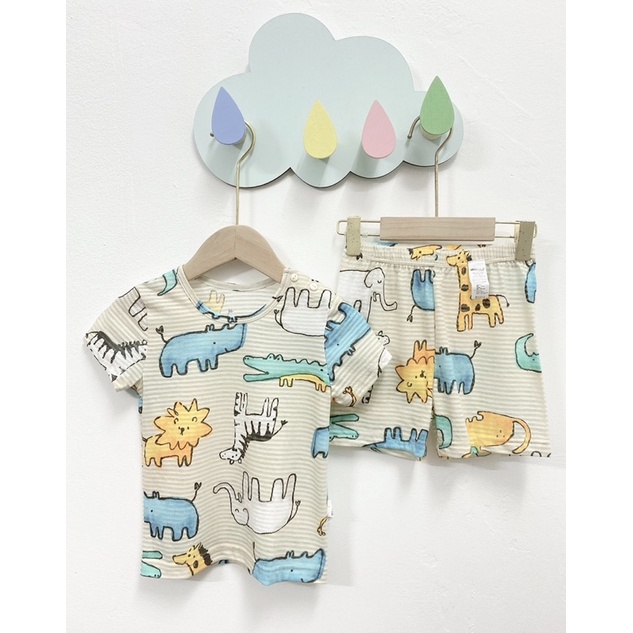 (90,100,110,120,130,140)Bộ hè cotton giấy Hàn Quốc UniFriend họa tiết động vật cộc tay
