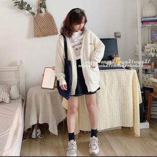 (Khuyen Mai ) [ Hàng có sẵn ] Khoác len chất dày form rộng thêu chữ_L195 M05 ! ,