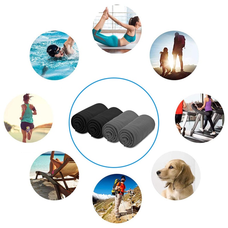 Bộ 4 Khăn Lau Bằng Sợi Microfiber Siêu Thấm Hút Thoáng Khí Giúp Làm Mát Khi Tập Thể Thao