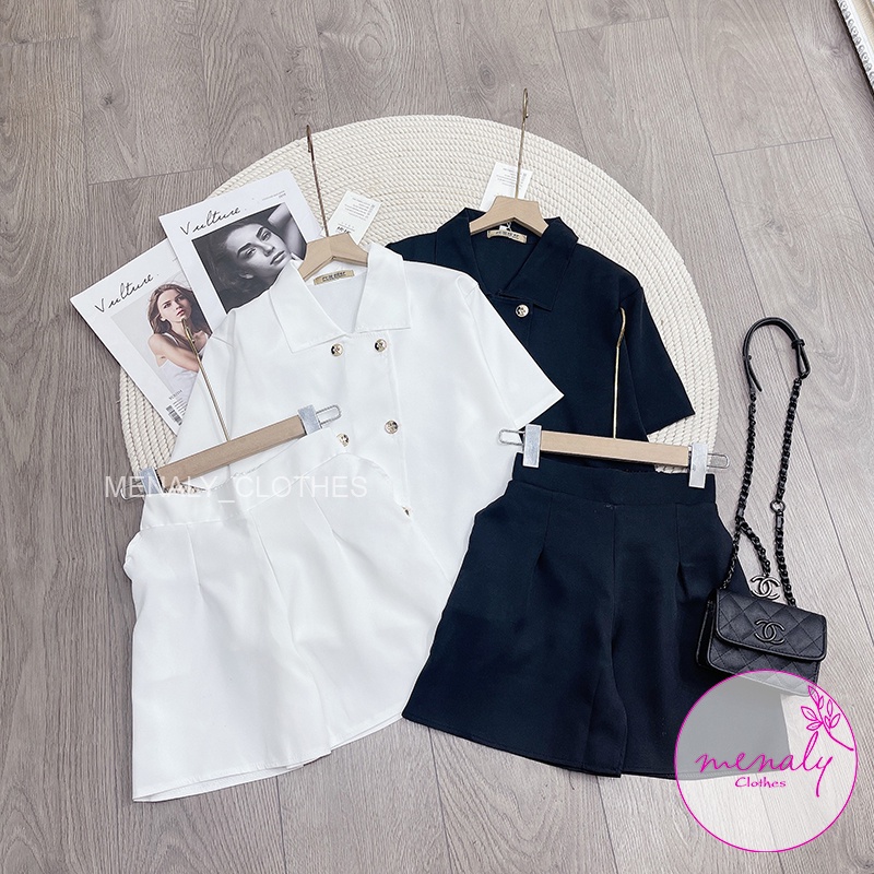 Set áo blazer nữ dáng rộng cộc tay quần short cạp cao SE029, mẫu set bộ vest blazer 2 chi tiết trẻ trung năng động