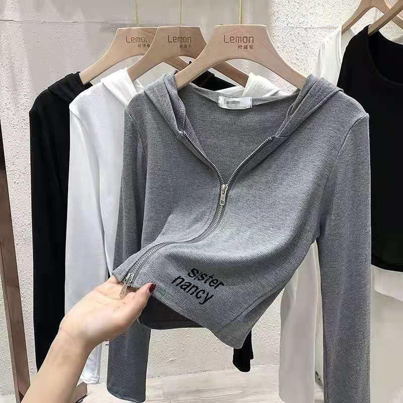 Áo Cardigan Tay Dài Có Nón Trùm Đầu Khóa Kéo Phong Cách Phương Tây Mới Dễ Phối Đồ Dành Cho Bạn Nữ