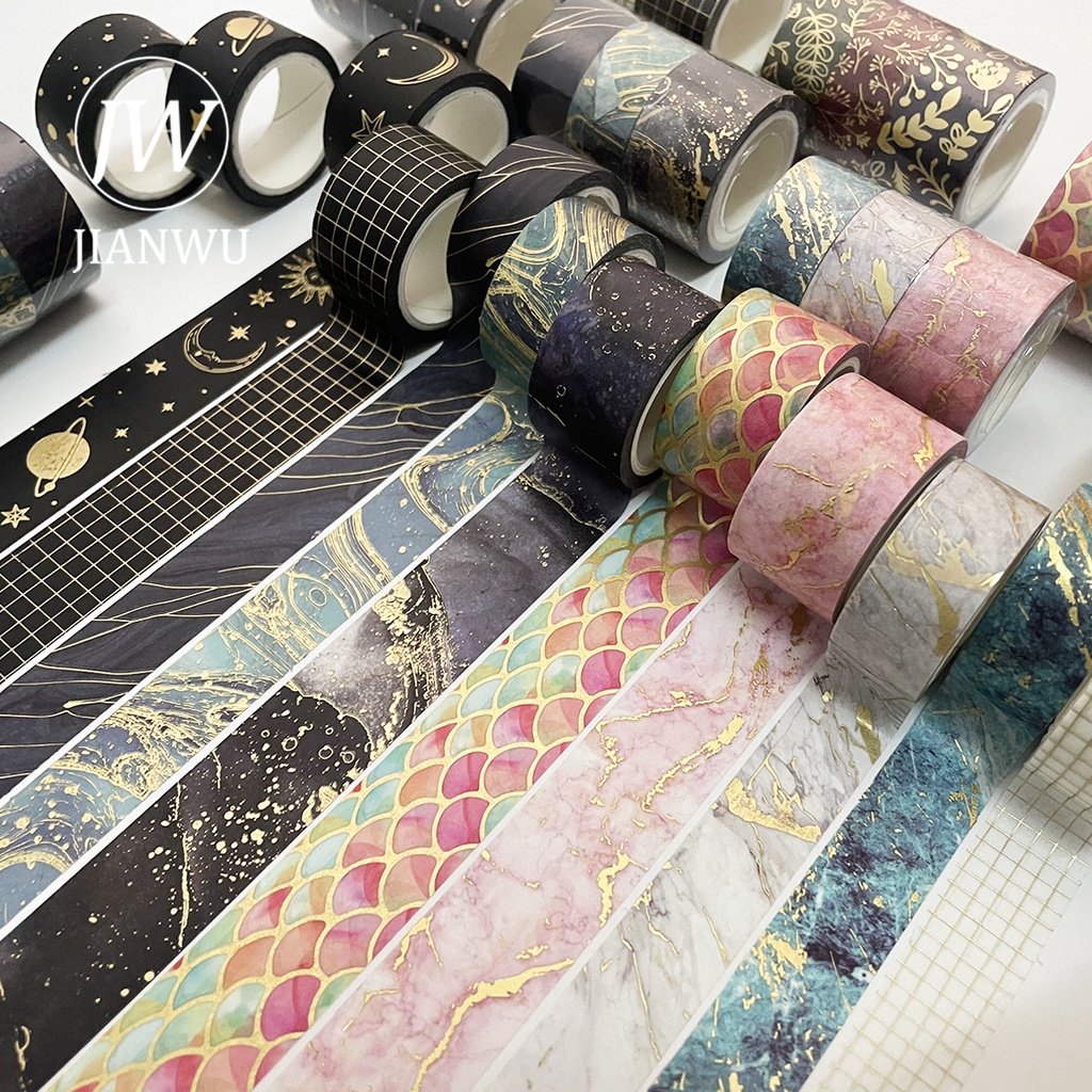 Bộ 3 Cuộn Băng Keo Washi Màu Đồng Dễ Thương Dùng Trang Trí Sổ Tay/ Trang Trí Sổ Tay DIY