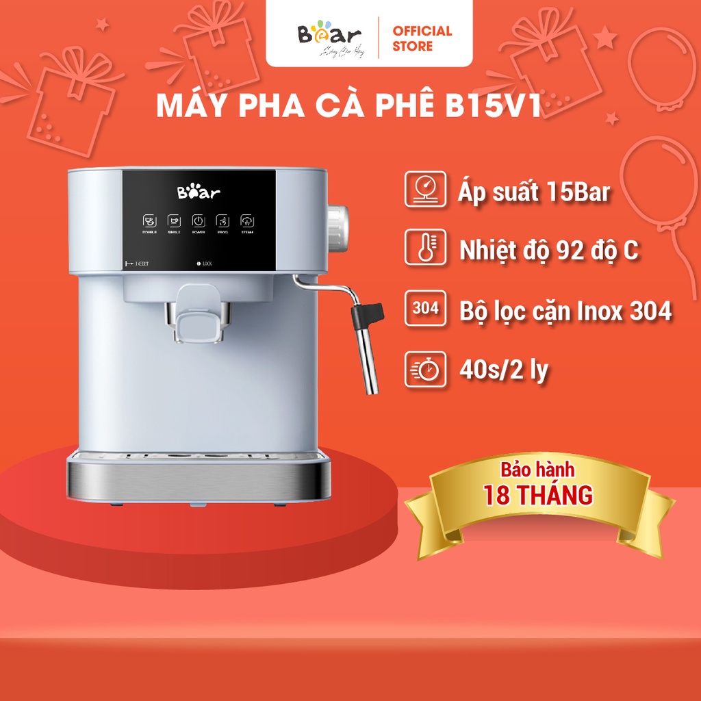 Máy Pha Cà Phê Bear Tự Động Đa Năng Pha Cafe, Pha Espresso Phù Hợp Với Gia Đình, Công Ty CF-B15V1