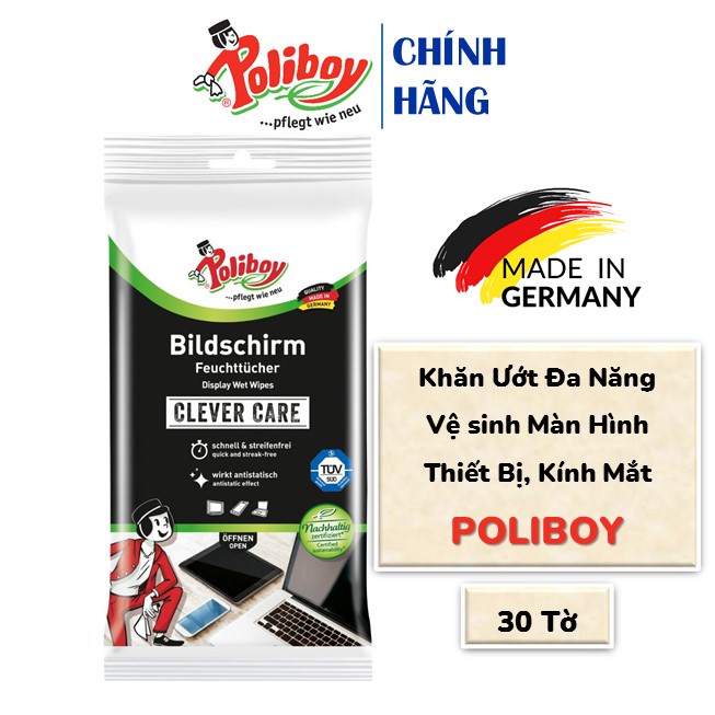 Combo Khăn Giấy Lau Màn Hình, Kính Mắt POLIBOY làm sạch màn hình điện thoại 30 Tờ/Gói làm sạch màn hình ipad laptop