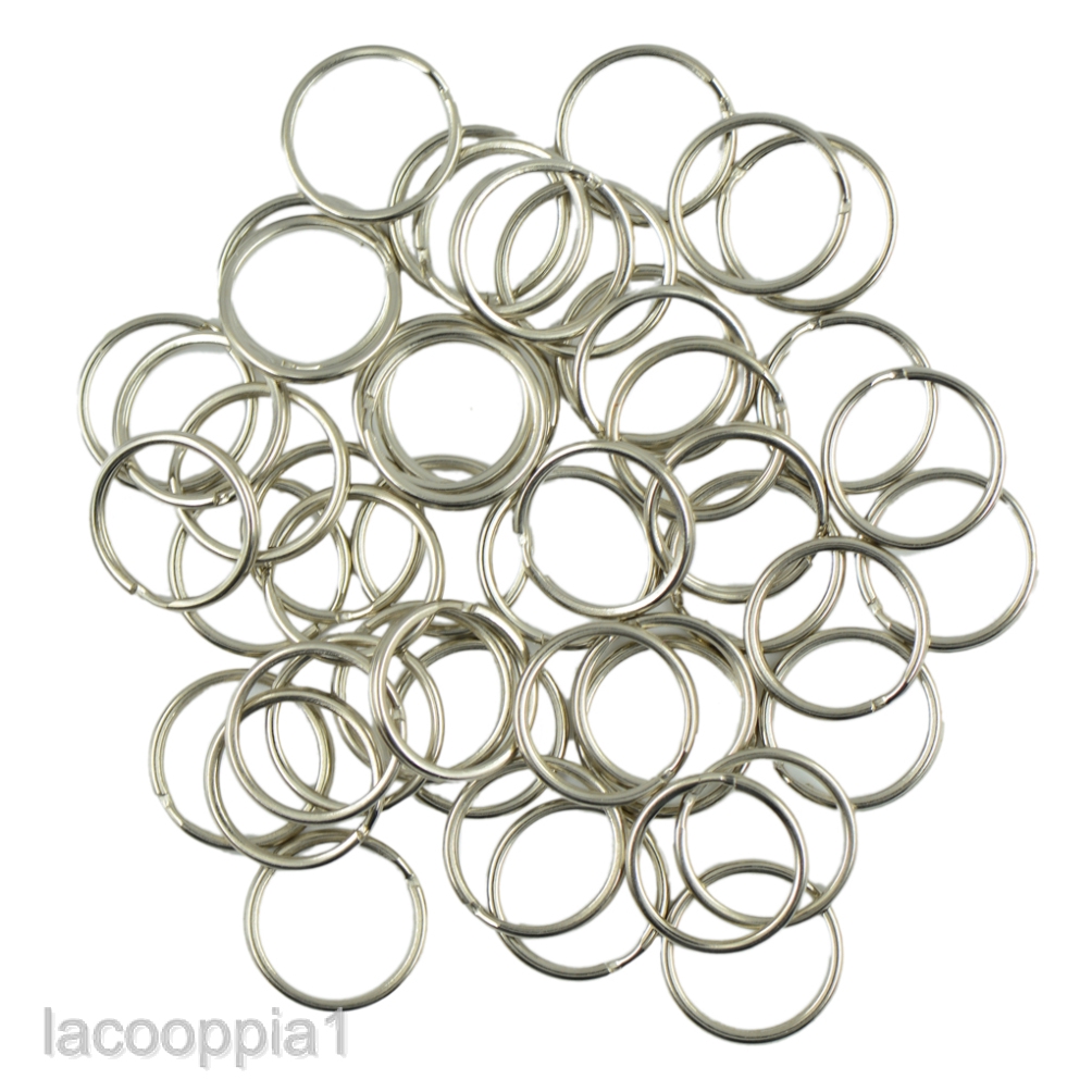 [Lacooppia1] Set 50 Vòng Bạc 15mm Xẻ Tà Làm Móc Khóa Thủ Công DIY
