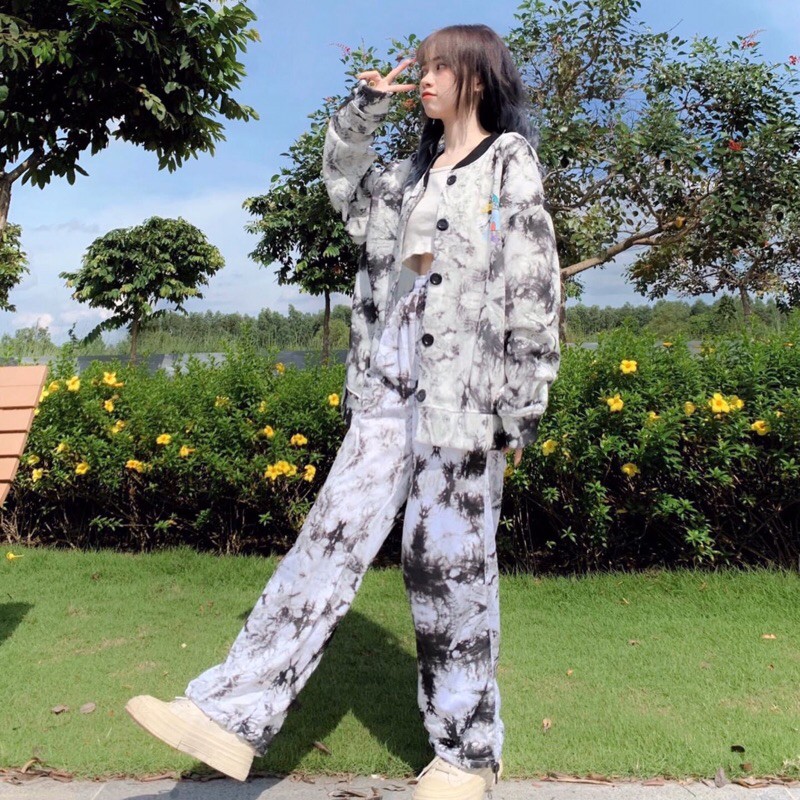 Cả Set Cardigan Loang 3D-Long Pants Loang 3D Bad Rabit Ảnh/Clip Thật