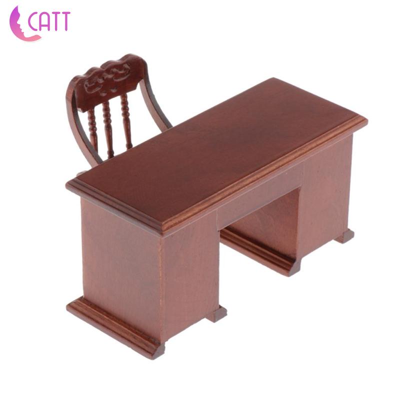 Bộ Bàn Ghế Văn Phòng Bằng Gỗ Cho Nhà Búp Bê 1: 12