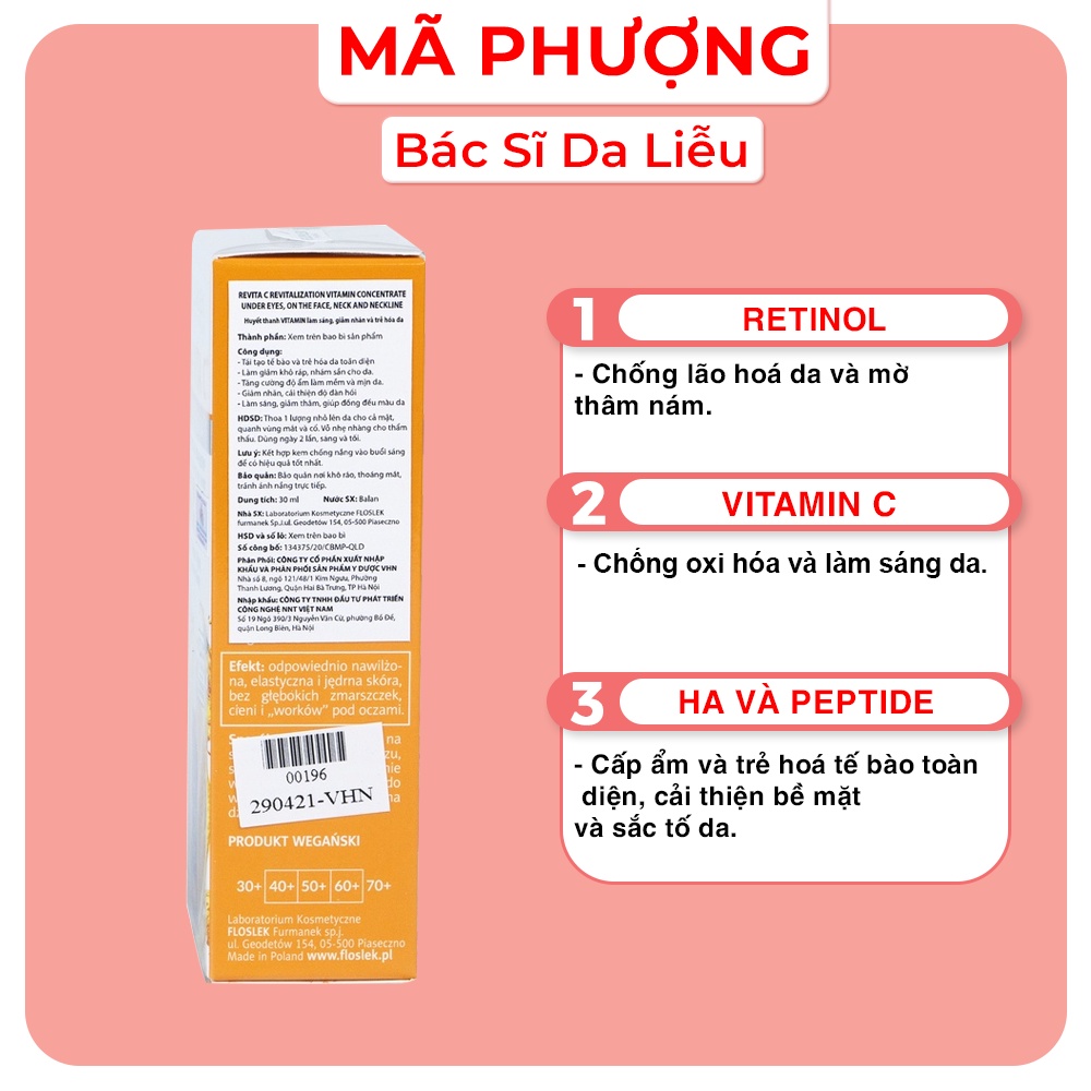 [CHÍNH HÃNG] Tinh Chất Dưỡng Sáng và Trẻ Hóa Da Floslek Re Vita C