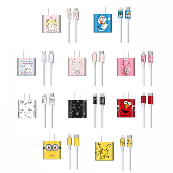 HCM - Decal dán trang trí bảo vệ củ sạc iphone 11 thể hiện cá tính riêng độc đáo