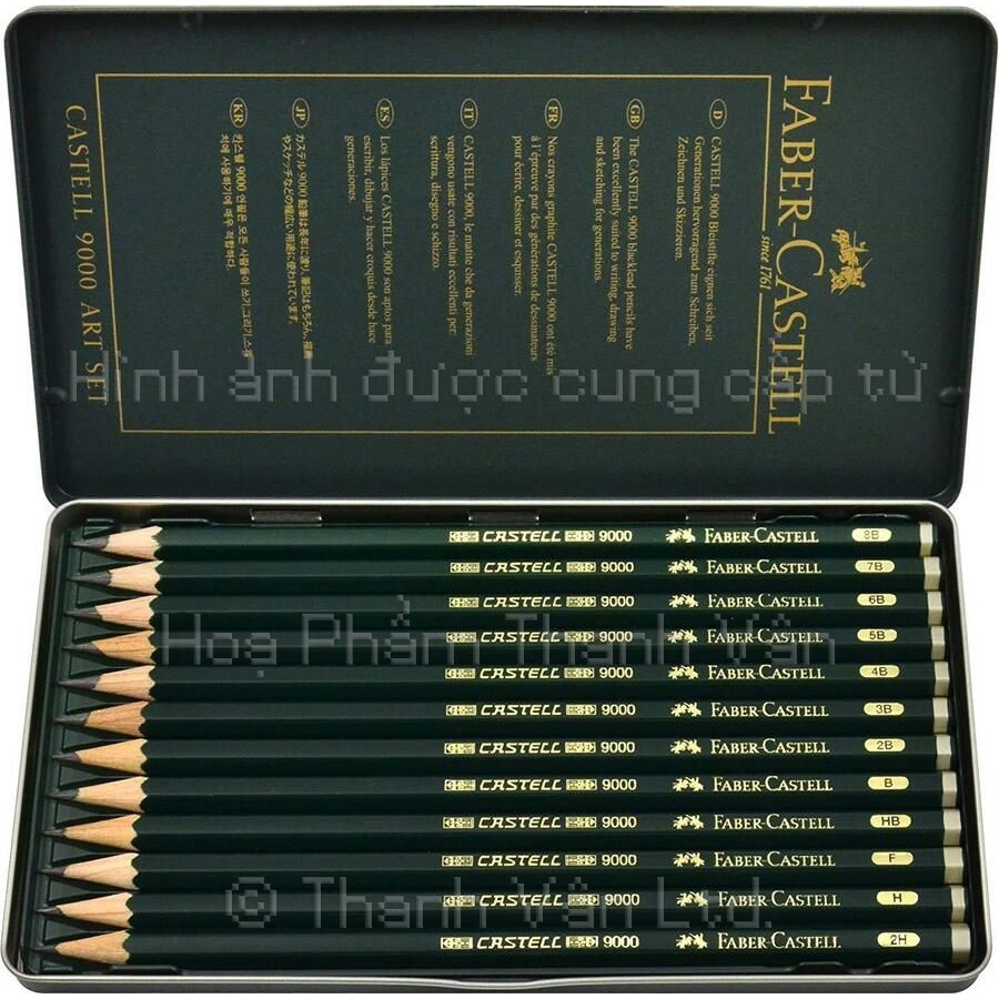 Bút chì phác thảo Faber Castell (hộp thiếc 12 cây) 8B - HB | Castell® 9000 Graphite Pencil Art Set