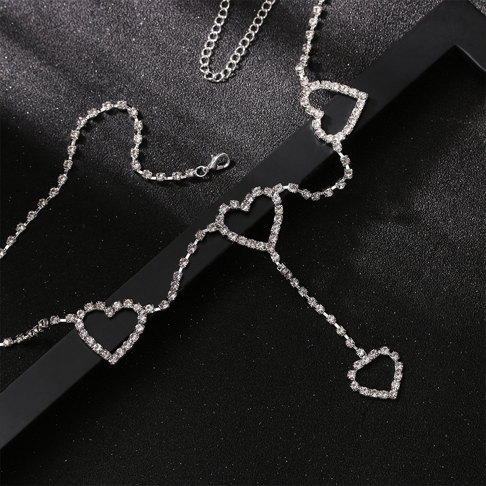 Chuỗi dây đai thắt lưng đính hạt kim tuyến mặt hình trái tim lấp lánh dành cho nữ