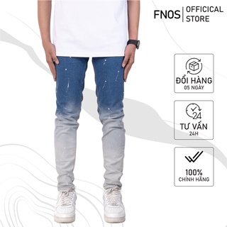 Quần jean nam streetwear cao cấp FNOS NZ32 màu xanh wash form slimfit jean thun co giãn