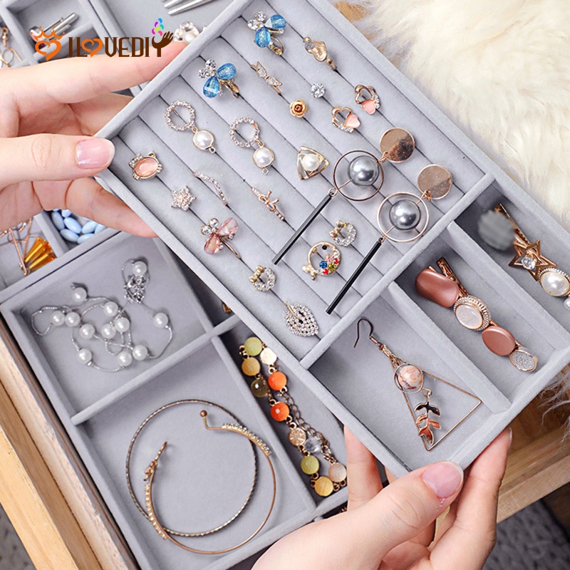 Hộp Đựng Trang Sức Bằng Nhung Thời Trang Hộp Đựng Trang Sức Hình Chữ Nhật Tiện Dụng