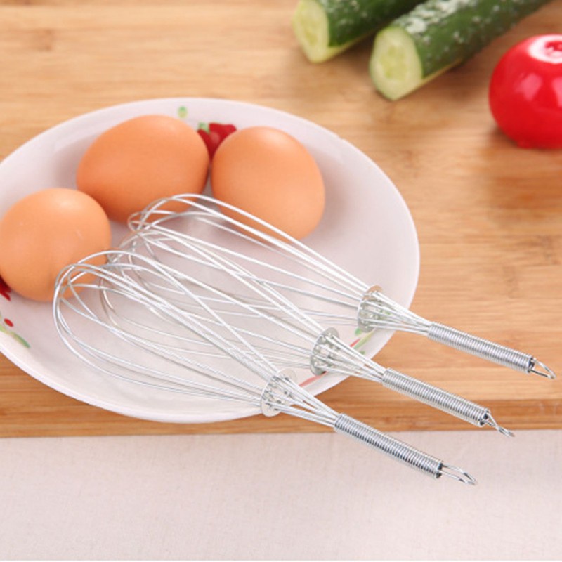 Dụng Cụ Đánh Trứng Bằng Thép Không Gỉ Có Tay Cầm Lò Xo Tiện Dụng Cho Nhà Bếp