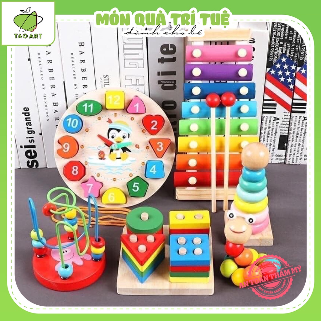 Đồ Chơi Gỗ Thông Minh Cho Bé 1-3 Tuổi - Combo 6 Món Đồ Chơi Thông Minh Phát Triển Trí Tuệ Montessori Cho Bé Taoart.edu.