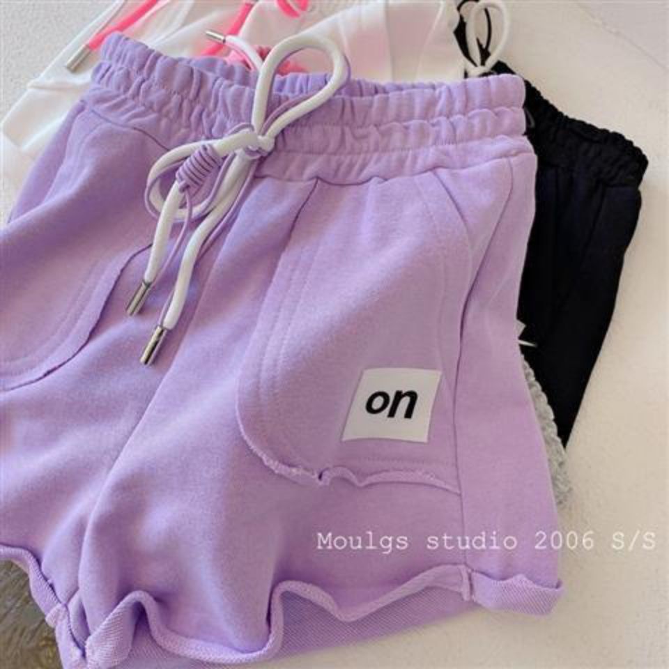 Quần đùi thể thao vải cotton dáng rộng phong cách mùa hè phong cách Hàn Quốc trẻ trung
