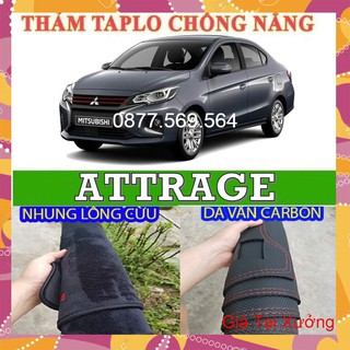 Thảm taplo attrage 2021-2009-2014-2015-2020 da vân carbon-nhung lông cừu