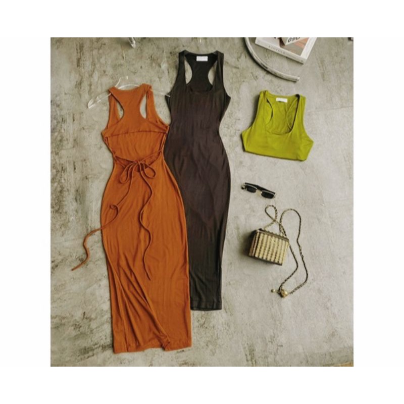 Đầm ôm body ba lỗ hở lưng form ôm dáng, váy nữ body thun borip chất thun borip lên form chuẩn MIDORI247