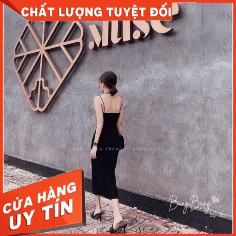 🌈FREESHIP🌈 Đầm 2 dây body xẻ tà dài qua gối sang trọng