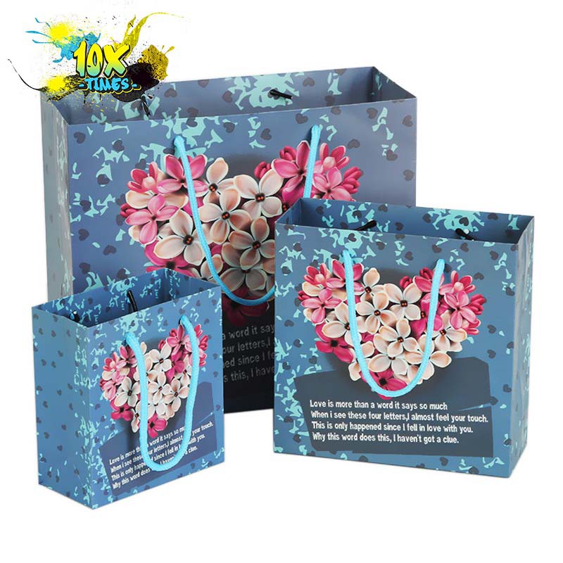 túi đựng quà tặng giấy sang trọng hoa xanh dương dễ thương tặng sinh nhật, valentine, ngày lễ phù hợp tặng bạn gái