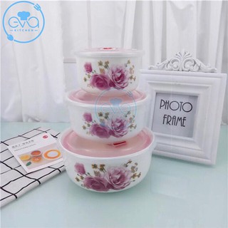 Bộ 3 thó sứ họa tiết nắp hút chân không cao cấp