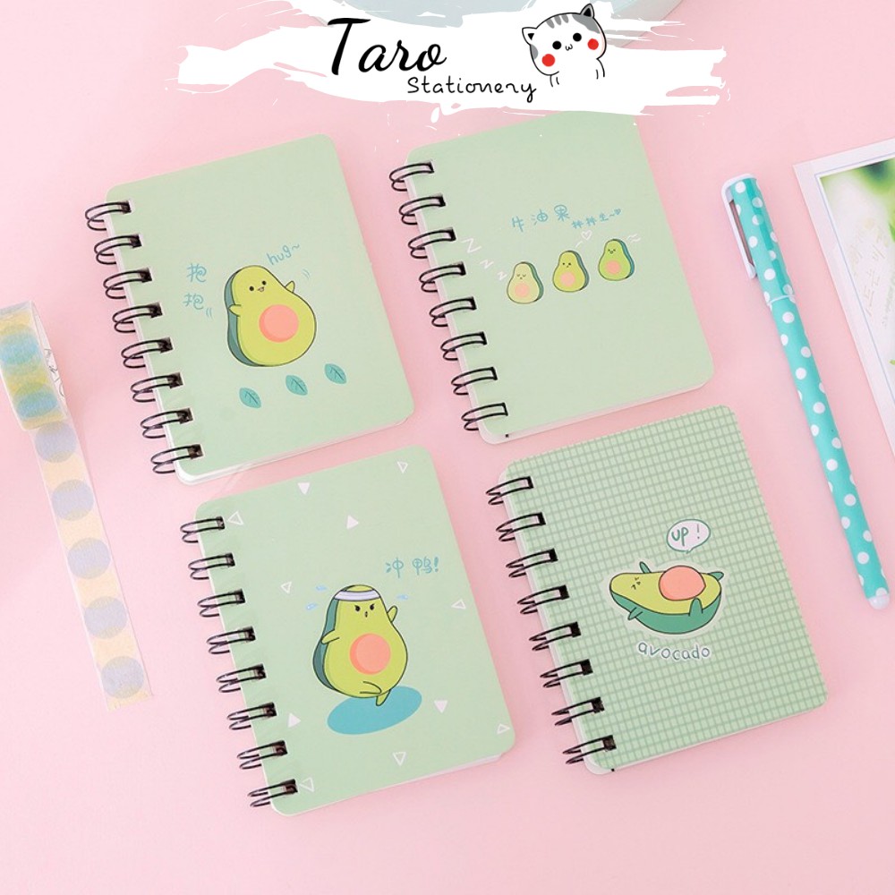 Sổ tay mini gáy lò xo Trái bơ K05 Taro Stationery