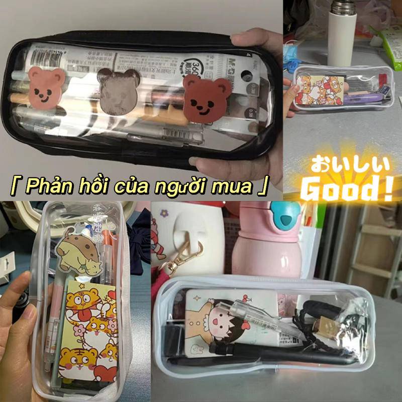 ⭐ iLado ⭐  Túi đựng bút trong suốt cute túi nilong/PVC cute stickers chủ đề nhân vật túi zip nhỏ hộp vải đựng đồ Hộp đựng hộp bút hologram bút cute bọc zip tiểu an văn phòng phẩm Đa Dụng túi đựng đồ dùng cá nhân hình
