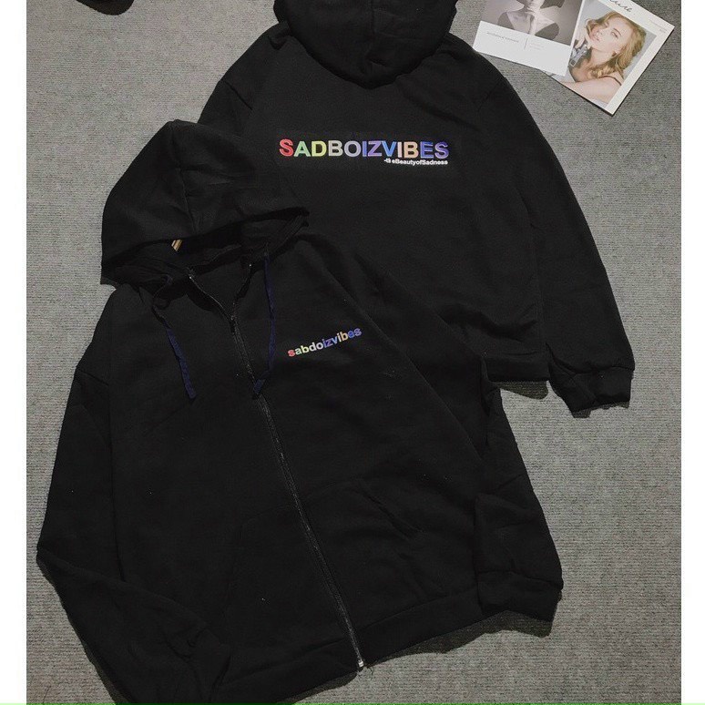 Áo Hoodie SADBOI Zip Nam Nữ Ulzzang Unisex, Áo khoác nỉ có zip chất nỉ dày dặn.H01