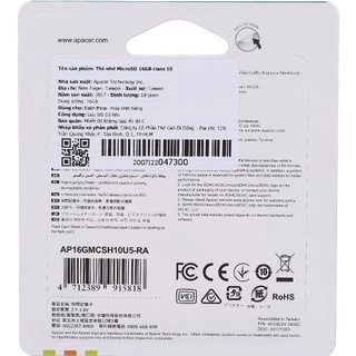 Thẻ nhớ MicroSD 16 GB Class 10