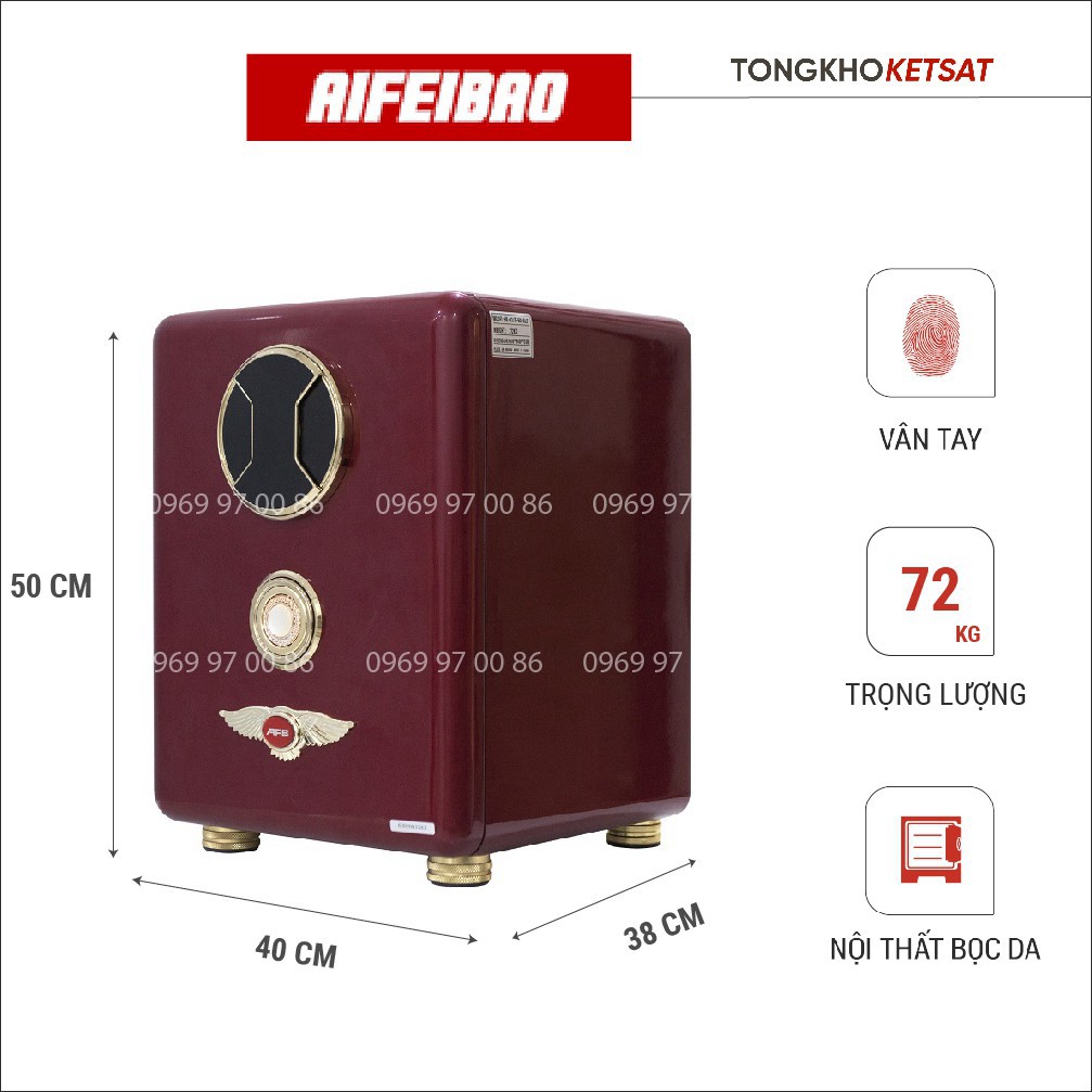 Két Sắt Mini Thượng Hạng Hàng Nhập Khẩu Aifeibao 50-ALS Khóa Vân Tay Kết Hợp Mã Số Điện Tử FREESHIP TOÀN QUỐC