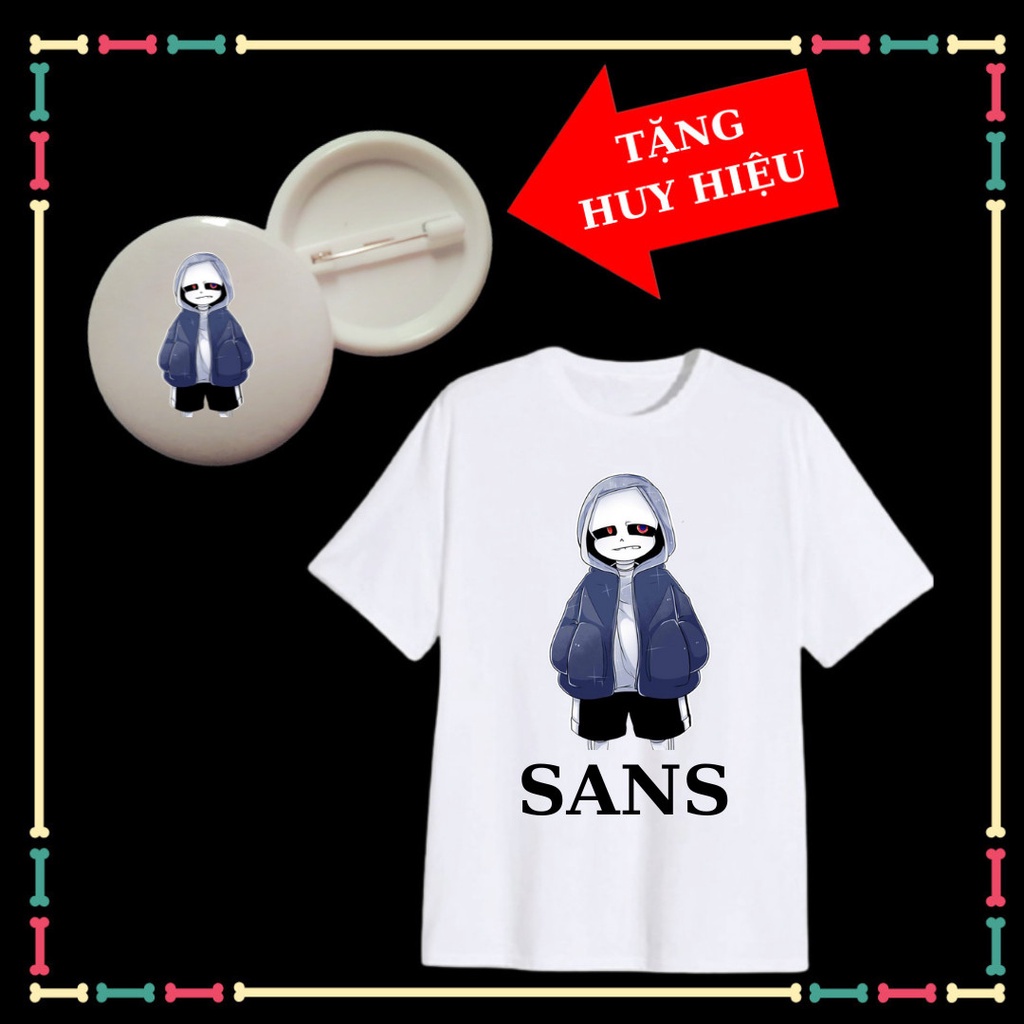 Áo thun bé Sans trẻ em siêu ngầu, đủ màu sắc, đủ size áo, kèm huy hiệu Sans