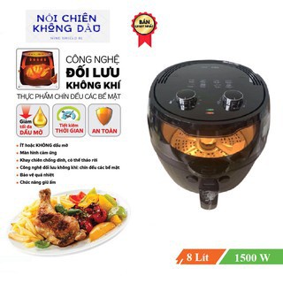 ( FREE SHIP ) NỒICHIÊN KHÔNG DẦU ĐIỆN CƠ NINE SHIELD 8L/1500W MẶT KÍNH THỦY TINH CHỊU NHIỆT MỚI NHẤT 2021